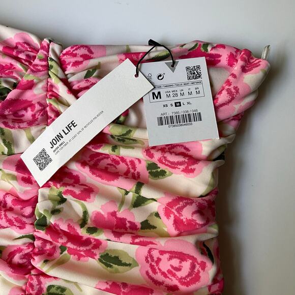 Zara Pink and Green Floral Blouse - Picture 11 of 16